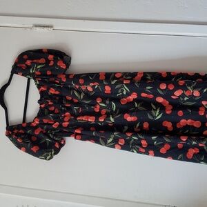 Long cherry print dress